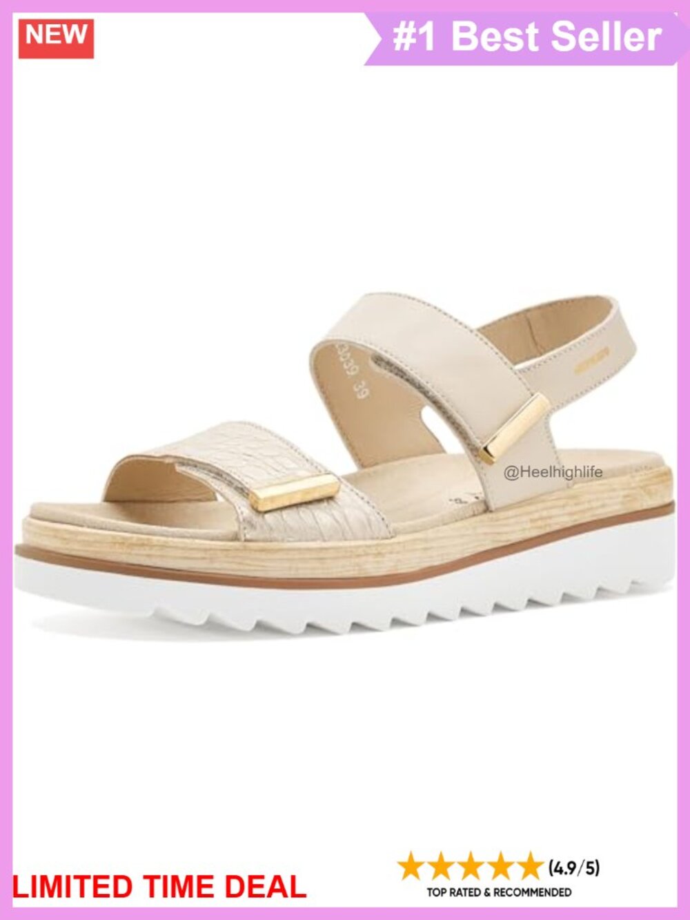 Full-Grain Leather Platform Sandals with Soft-Air Comfort Hook & Loop
